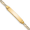 14k Polished with Rhodium Pav‚ Solid Chain/Solid Plate Figaro Link 25.5x5mm Plate 8 inch ID Bracelet