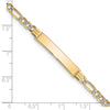 14k Polished with Rhodium Pav‚ Solid Chain/Solid Plate Figaro Link 25.5x5mm Plate 8 inch ID Bracelet