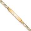14k Polished with Rhodium Pav‚ Solid Chain/Solid Plate Figaro Link 25.5x5mm Plate 8 inch ID Bracelet