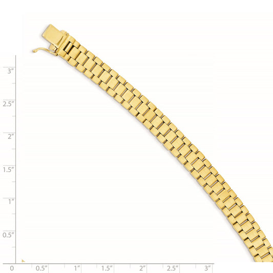 14k Polished and Satin 8mm Mens Fancy Link 8 inch Bracelet