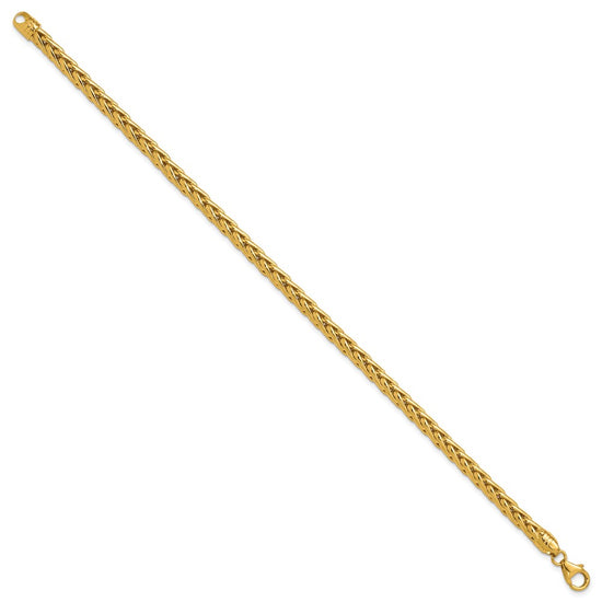 14k Polished 5.00mm Fancy Wheat Chain 8.5 inch Bracelet
