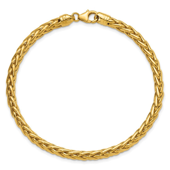 14k Polished 5.00mm Fancy Wheat Chain 8.5 inch Bracelet
