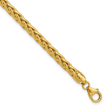 14k Polished 5.00mm Fancy Wheat Chain 8.5 inch Bracelet