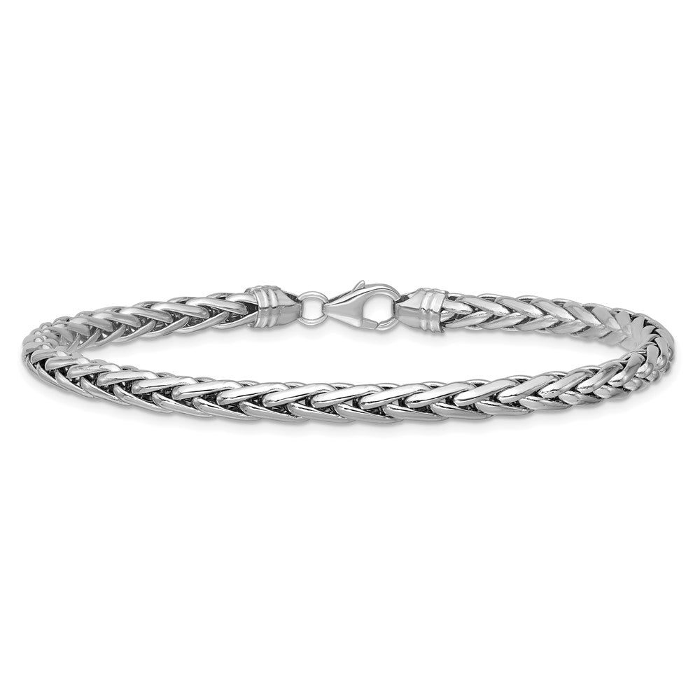 14k White Gold Polished 5.00mm Fancy Wheat Chain 8.5 inch Bracelet