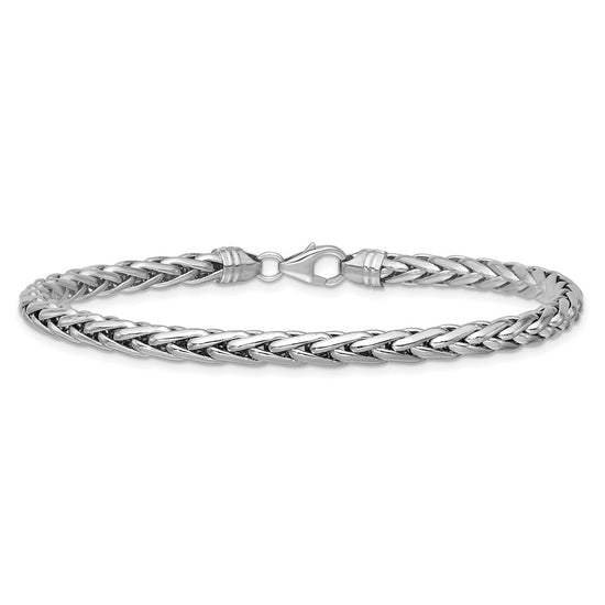 14k White Gold Polished 5.00mm Fancy Wheat Chain 8.5 inch Bracelet