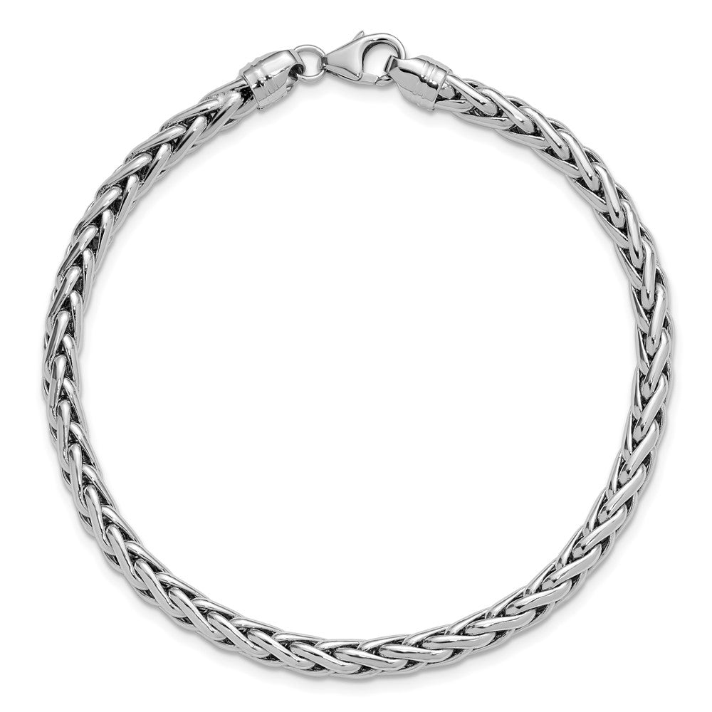 14k White Gold Polished 5.00mm Fancy Wheat Chain 8.5 inch Bracelet