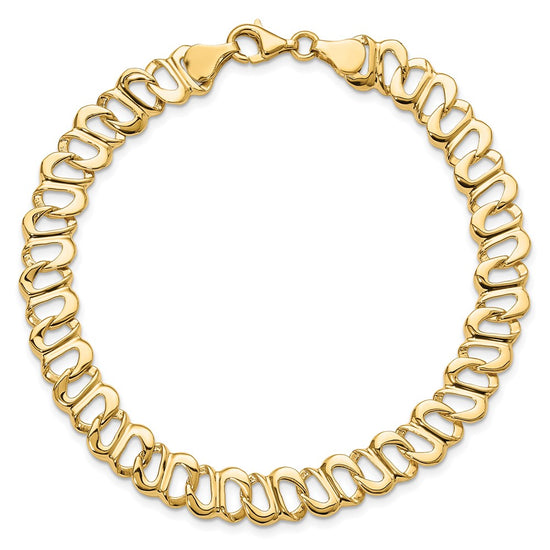 14k Polished 8mm Fancy Link 8.75 inch Bracelet