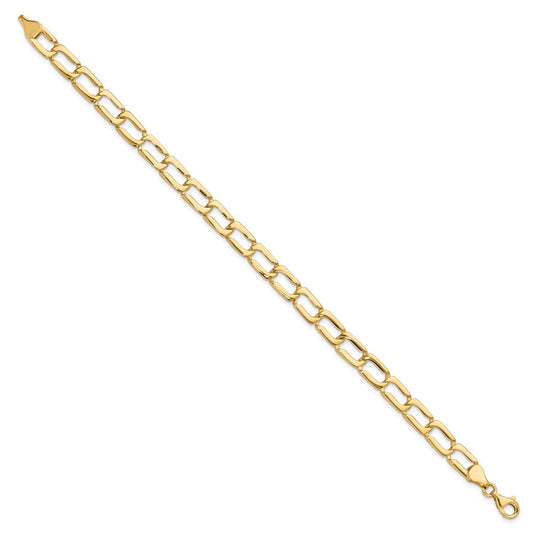14k Polished 9mm Fancy Rectangular Curb Link 8.5 inch Bracelet