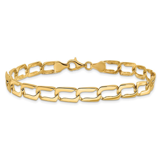 14k Polished 9mm Fancy Rectangular Curb Link 8.5 inch Bracelet