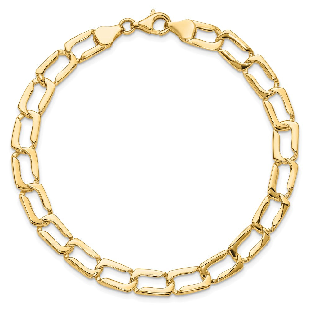 14k Polished 9mm Fancy Rectangular Curb Link 8.5 inch Bracelet