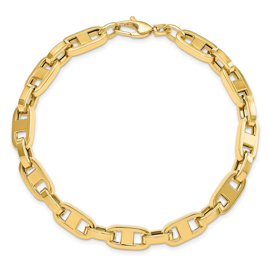 14k Polished 6mm Fancy Anchor Cable Link 8.5 inch Bracelet