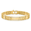 14k Polished and Satin 8.8mm Fancy Bar Link 8.5 inch Mens Bracelet