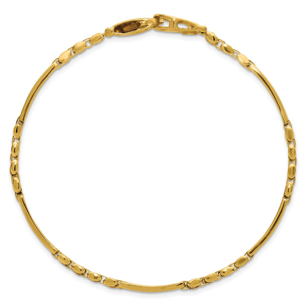 14k Two-tone Polished and Satin 10.2mm Multi Link with Bars 8.75 inch Mens Bracelet