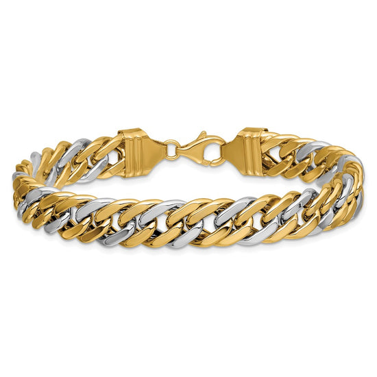 14k Two-tone 10.4mm Fancy Curb Link 8 inch Bracelet