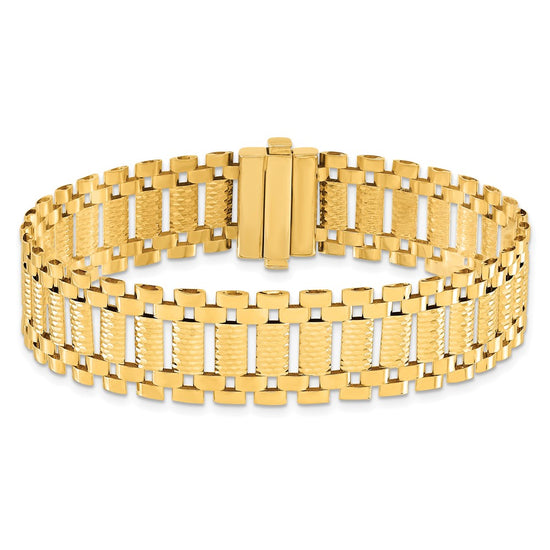 14K Polished and Diamond-cut 15.4mm Fancy Link 7.75 inch Bracelet