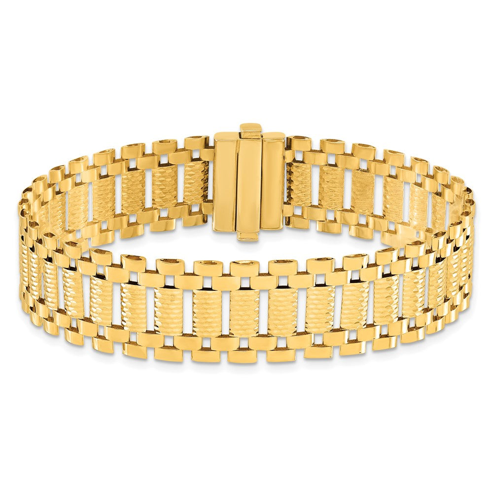 14K Polished and Diamond-cut 15.4mm Fancy Link 7.75 inch Bracelet