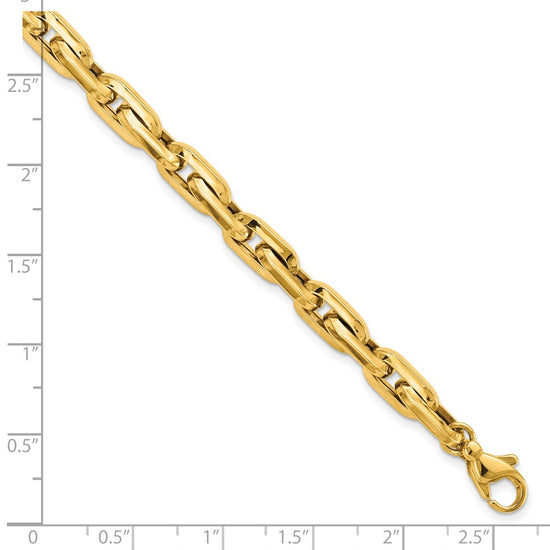 14K Polished 6.5mm Fancy Long Cable Link Mens 8.25 inch Bracelet