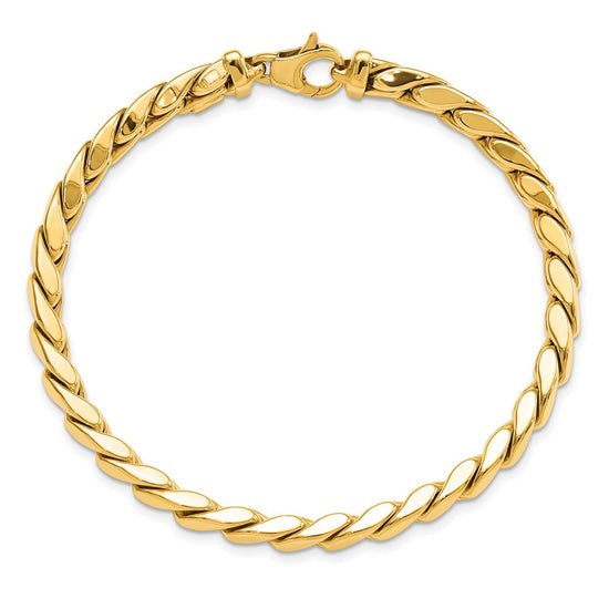 14K Polished 6.3mm Fancy Curb Link 8.5 inch Mens Bracelet