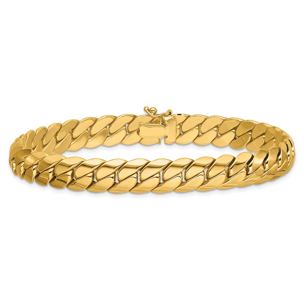 14K Polished 9.4mm Fancy Curb Link 9 inch Mens Bracelet