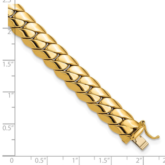 14K Polished 9.4mm Fancy Curb Link 9 inch Mens Bracelet