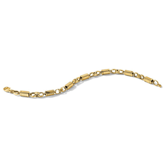 14k Polished and Grooved 5.4mm Fancy Link 8.5 inch Mens Bracelet