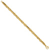 14K Polished and Textured 7.2mm Greek Key Design Figaro Cable Link 8 inch Bracelet