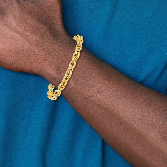 14K Polished 6.8mm Fancy Cable Link 8 inch Bracelet