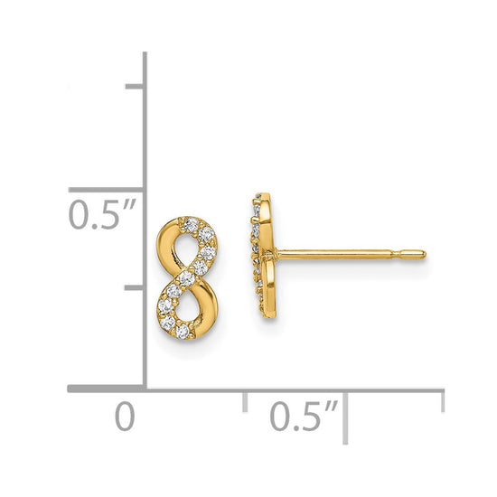14k Madi K Infinity Symbol CZ Childrens Post Earrings