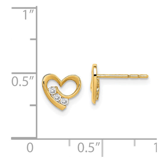 14k Madi K CZ Heart Childrens Post Earrings