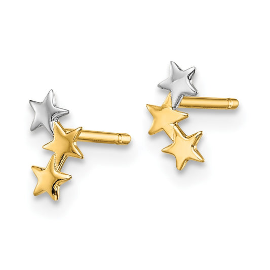 14k and White Rhodium Madi K 3-Star Childrens Post Earrings