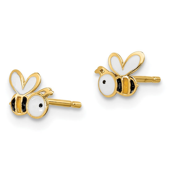14k Madi K Enamel Bumble Bee Childrens Post Earrings