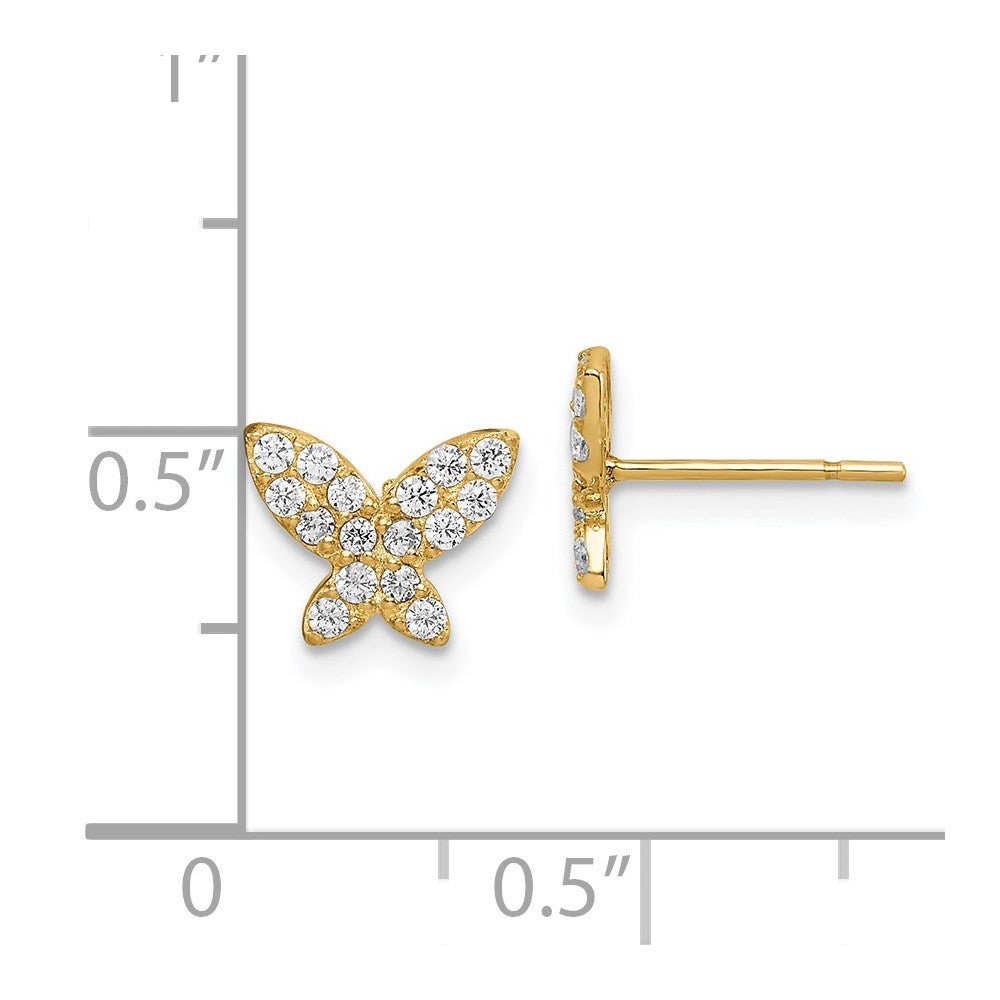 14k Madi K CZ Butterfly Childrens Post Earrings