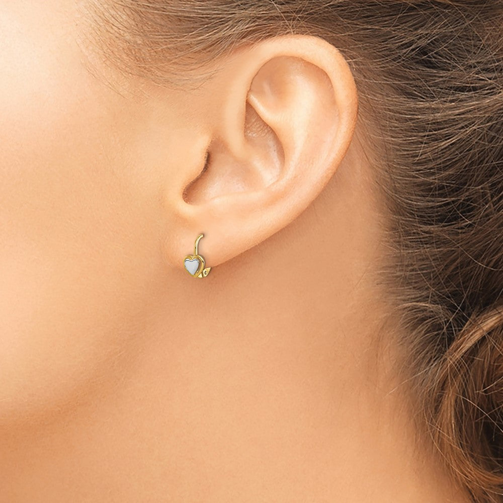 14k Two-Tone Madi K 5.00mm Heart Childrens Leverback Earrings