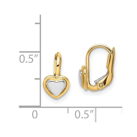 14k Two-Tone Madi K 5.00mm Heart Childrens Leverback Earrings