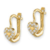 14k Madi K CZ Double Heart Childrens Hinged Earrings