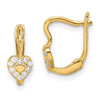 14k Madi K CZ Double Heart Childrens Hinged Earrings