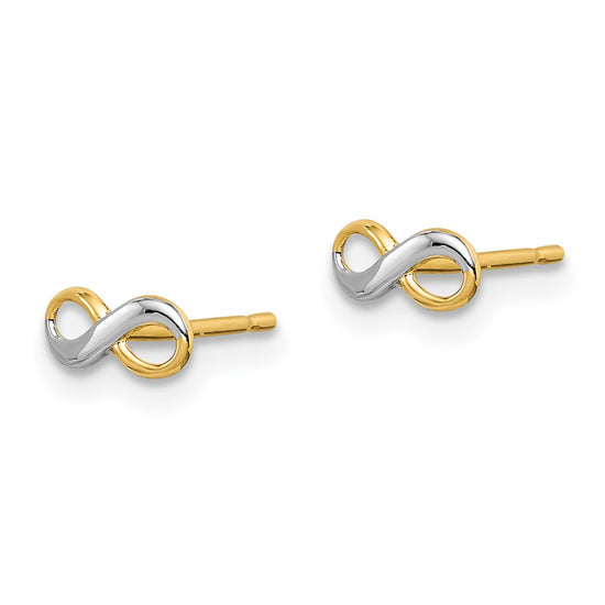 14k and White Rhodium Madi K Infinity Symbol Childrens Post Earrings