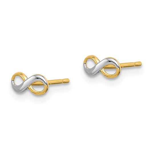 14k and White Rhodium Madi K Infinity Symbol Childrens Post Earrings
