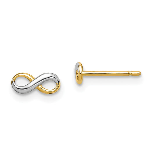 14k and White Rhodium Madi K Infinity Symbol Childrens Post Earrings