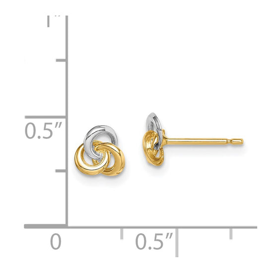 14k and White Rhodium Madi K Love Knot Childrens Post Earrings
