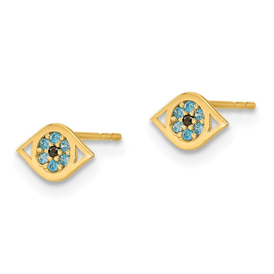 14k Madi K Blue CZ Eye Childrens Post Earrings