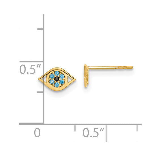 14k Madi K Blue CZ Eye Childrens Post Earrings