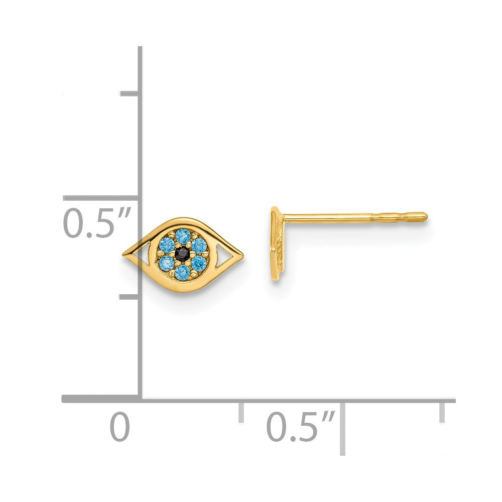 14k Madi K Blue CZ Eye Childrens Post Earrings