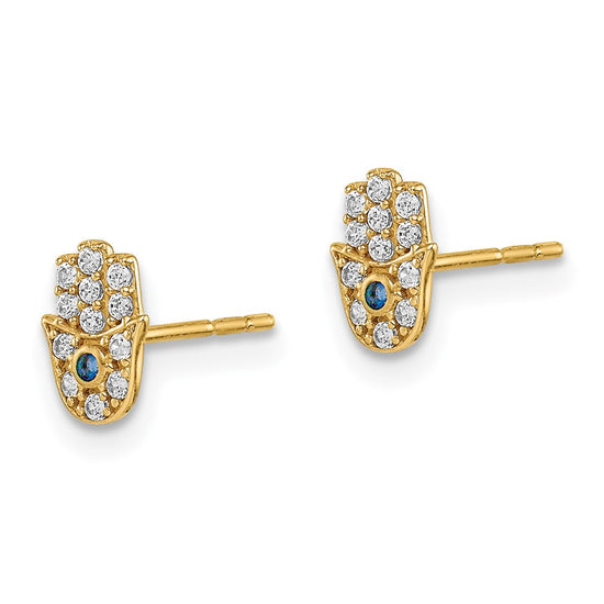 14k Madi K CZ Hamsa Childrens Post Earrings