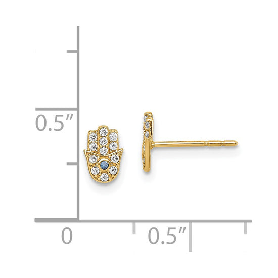 14k Madi K CZ Hamsa Childrens Post Earrings