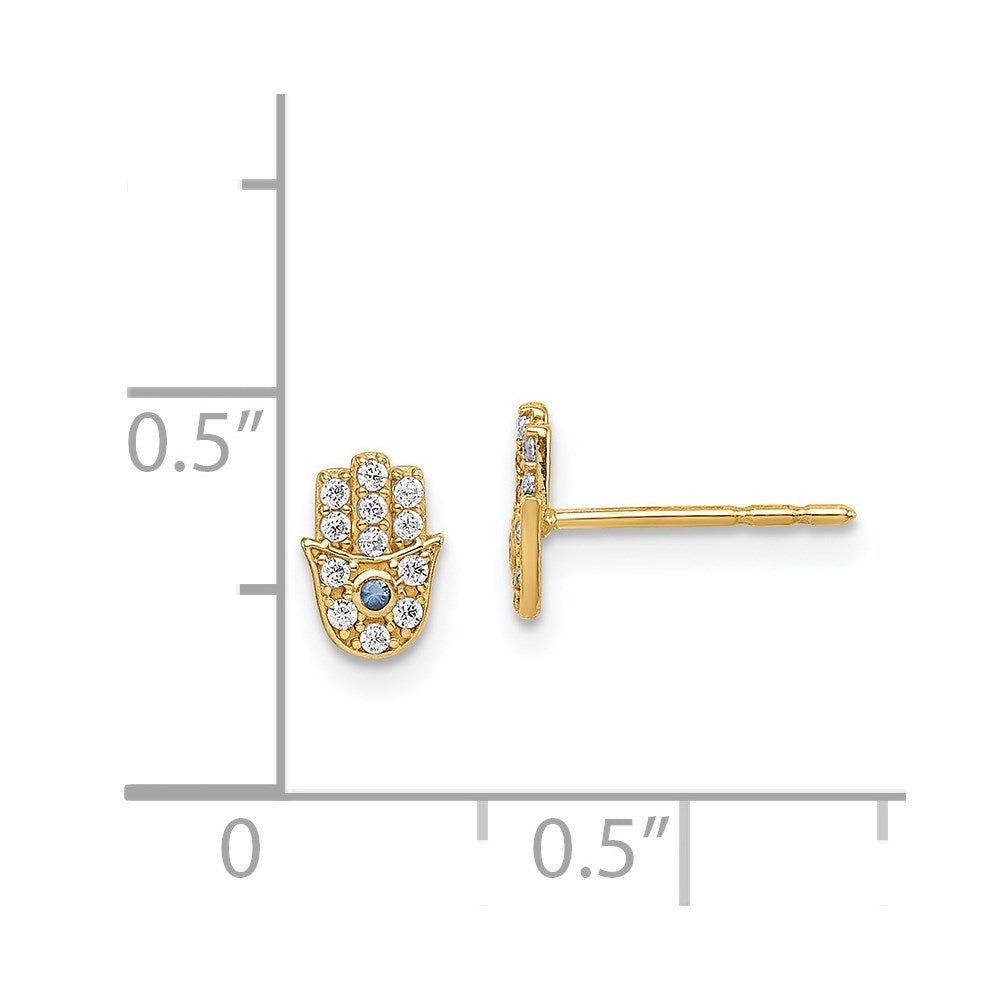14k Madi K CZ Hamsa Childrens Post Earrings