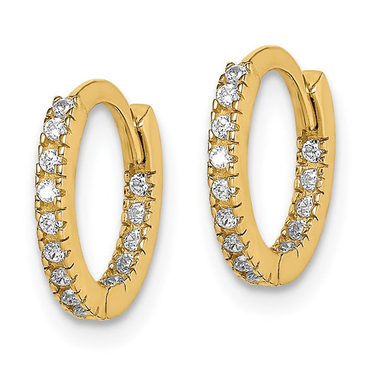 14k Madi K CZ 1x10mm Hinged Hoop Earrings