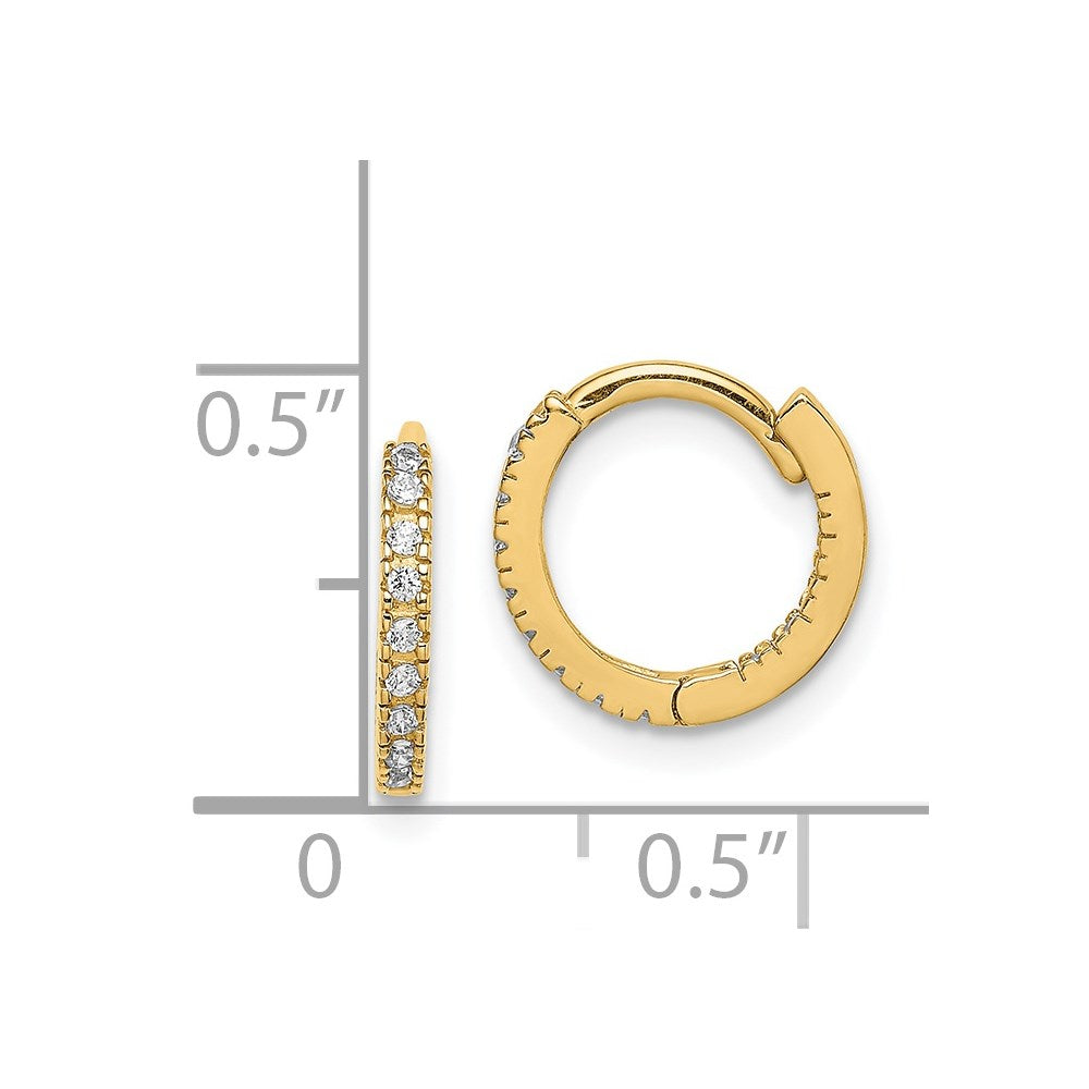 14k Madi K CZ 1x10mm Hinged Hoop Earrings