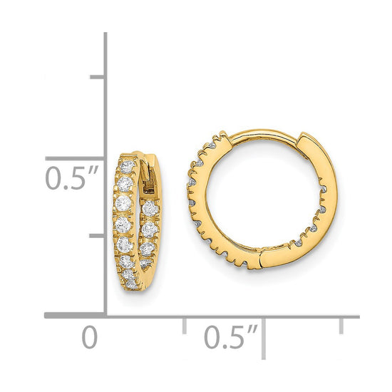 14k Madi K CZ 2x11mm In/Out Hinged Hoop Earrings