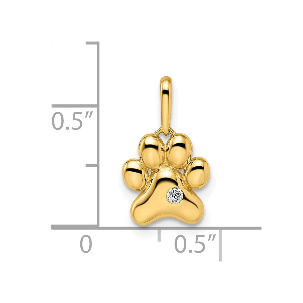 14k Madi K CZ Paw Print Childrens Pendant